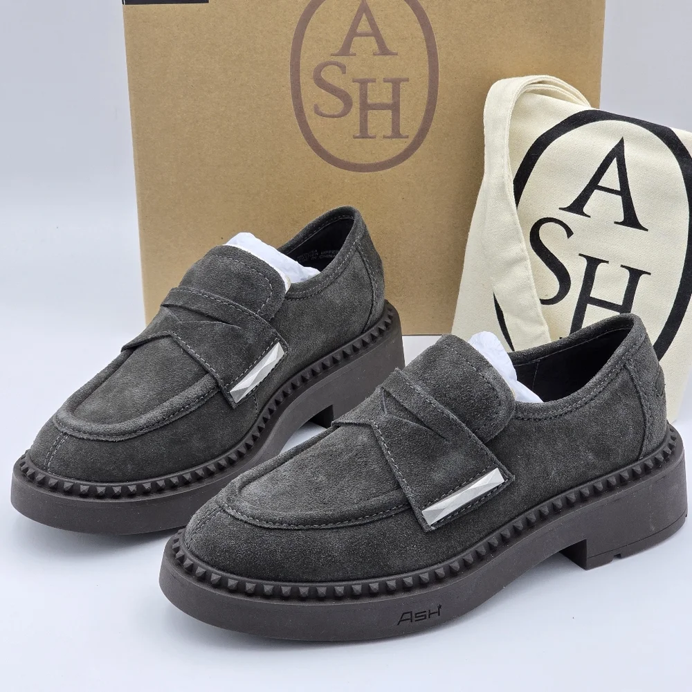 NIB Ash Medusa Suede Studded Platform Loafers, Bistro, EU 35/US 5, with dust bag - Picture 6 of 16